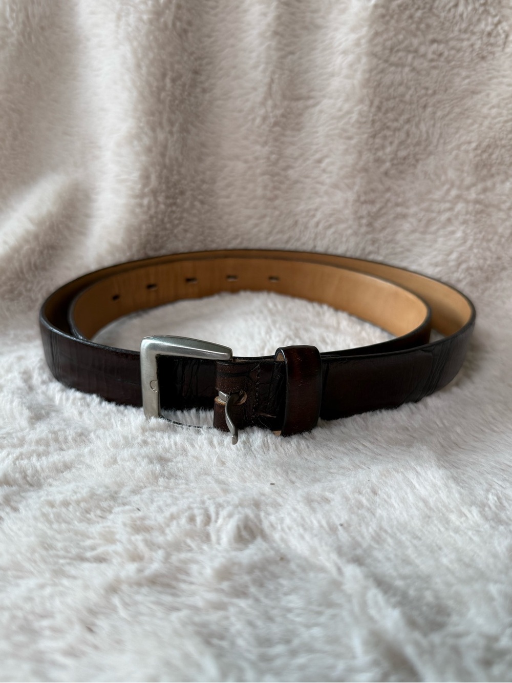 Structure Made in USA Mens Mahogany Brown Leather Belt Sz 34